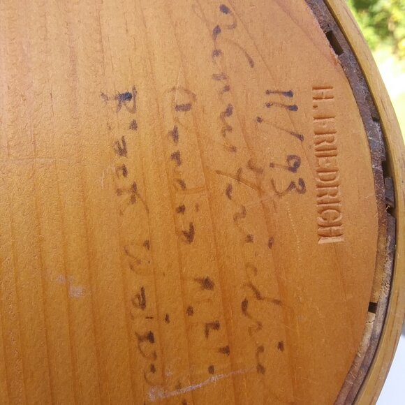 VTG hand crafted artist signed wood half bucket with handle primitive farmhouse - Picture 8 of 16